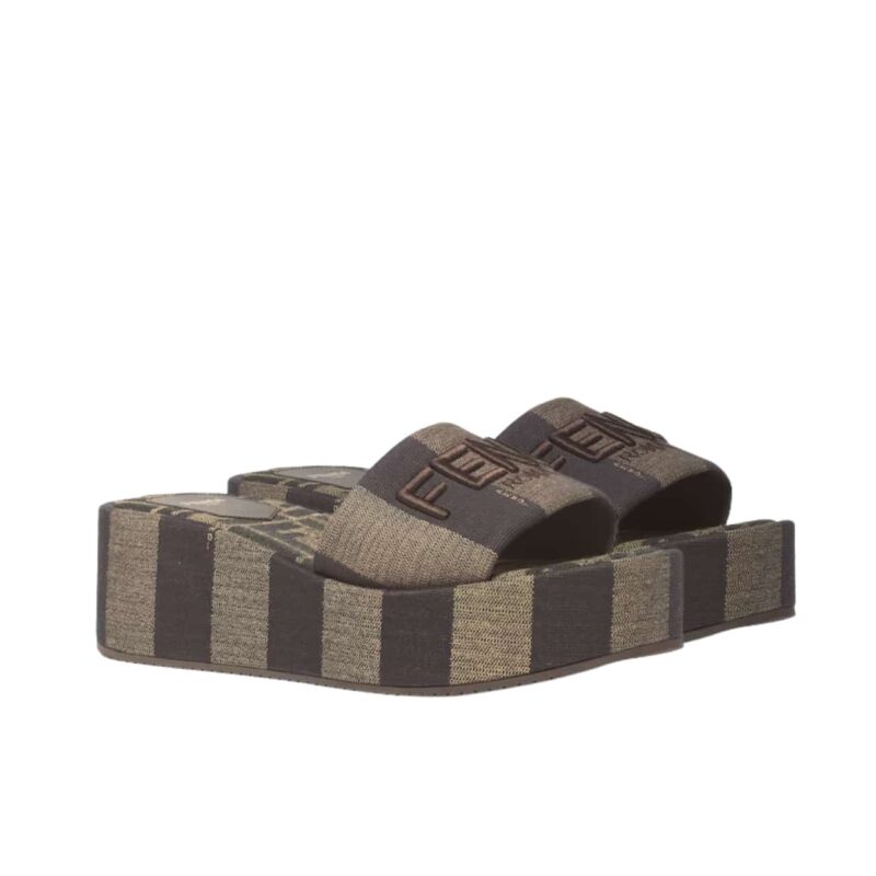 FENDI SUNSHINE FLATFORM SLIDES BROWN 8R8515AORHF1P95