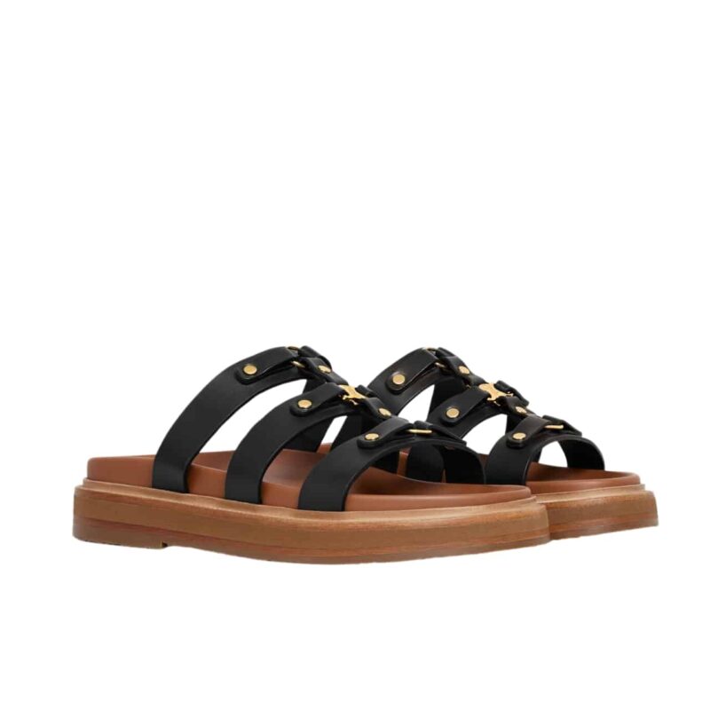 CELINE TIPPI SLIDE IN LEATHER BLACK 357283767C 38NO