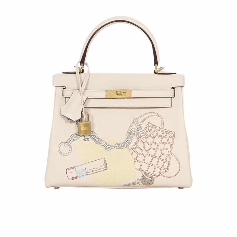 HERMÈS KELLY 25 RETOURNE IN AND OUT NATA SWIFT PALLADIUM HARDWARE 25CM