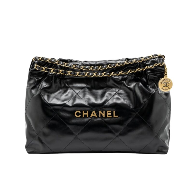 CHANEL 22 EAST WEST BAG LEATHER BLACK 39CM