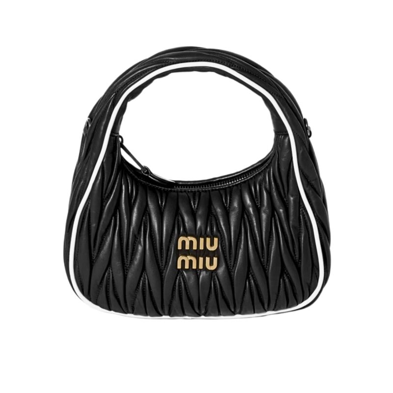 MIUMIU WANDER MATELASSÉ BAG BLACK AND WHITE 20CM
