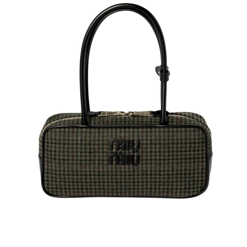 MIU MIU BEAU TOP HANDLE TRATAN BAG GREEN 28CM 5BB173 2DU5 F0466 V OWH