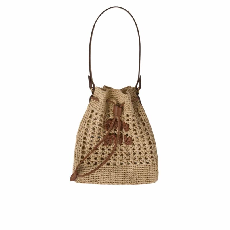 MIUMIU WOVEN FABRIC MINI BAG BEIGE 22CM 5ND016 2DO1 F0A5T