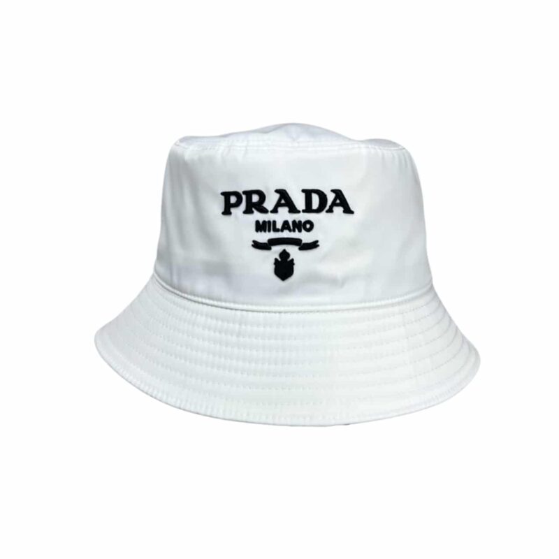 PRADA RE NYLON BUCKET HAT WHITE
