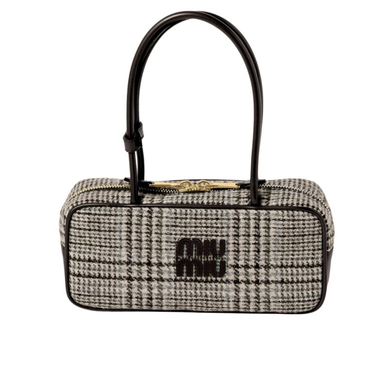 MIU MIU BEAU TOP HANDLE TRATAN BAG BEIGE 28CM