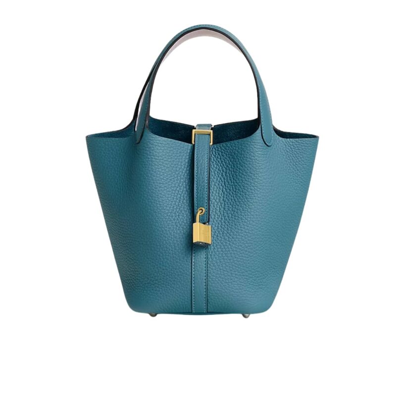 HERMES PICOTIN LOCK 18 BAG BLUE WITH GOLD 18CM
