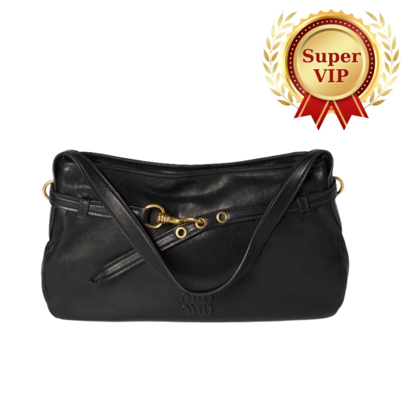 [Super Vip 1:1] Miumiu Aventure Nappa Leather Bag Black 33Cm 5BC181 2BBL F0002 V OOO
