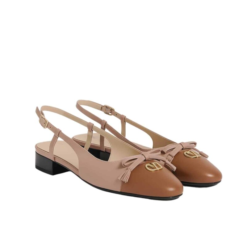 VALENTINO GARAVANI VALET DU ROI SLINGBACK BALLERINA ROSE AND BROWN