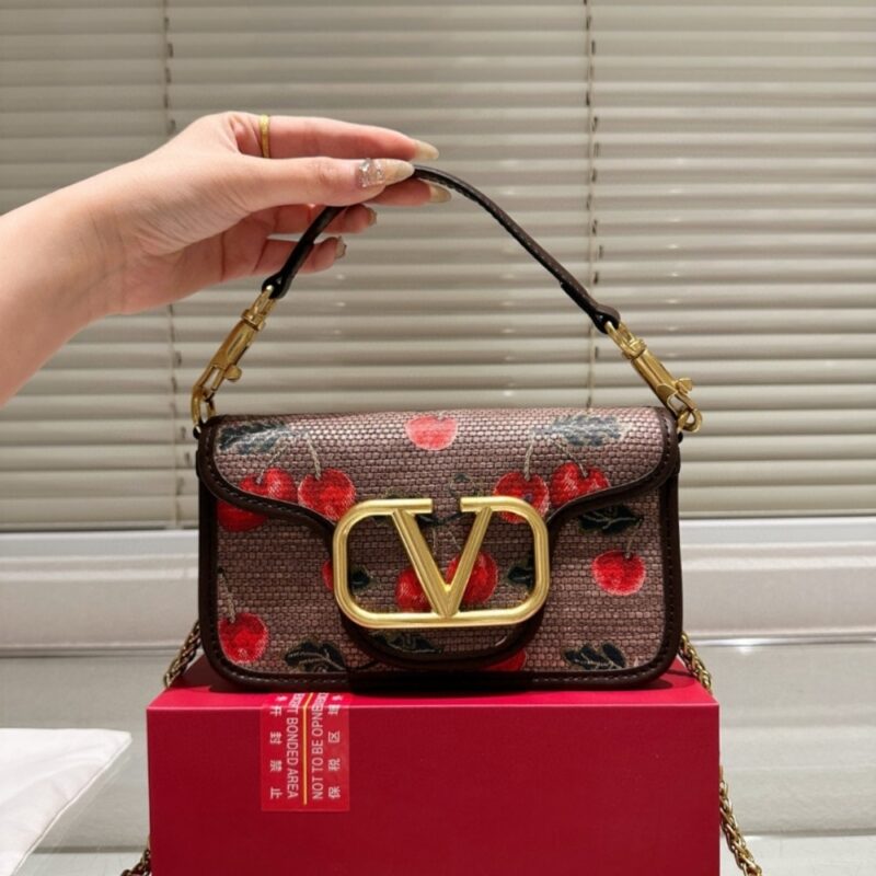 Alternative view of VALENTINO GARAVANI LOCÒ CHERRYFIC MOTIF SMALL SHOULDER BAG BROWN 20CM