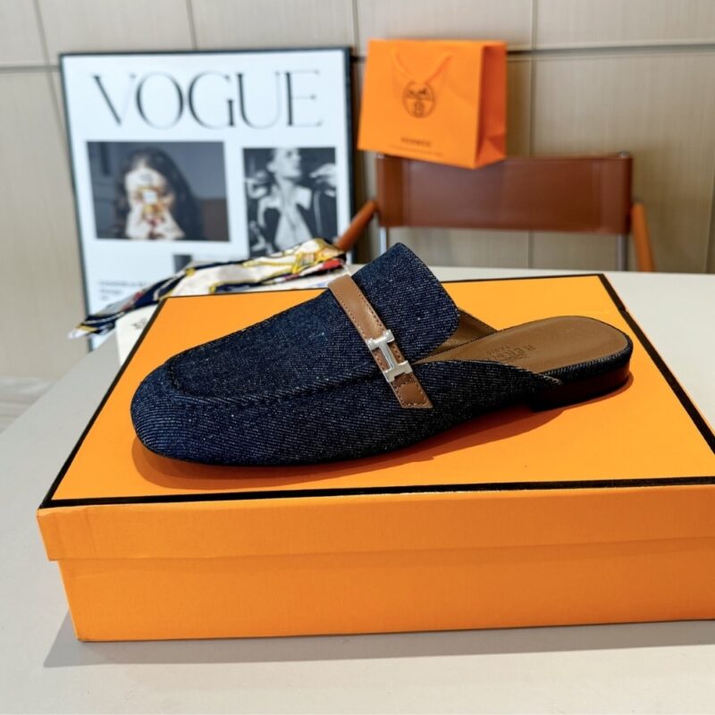 Alternative view of HERMES LENA MULE DENIM DARK BLUE