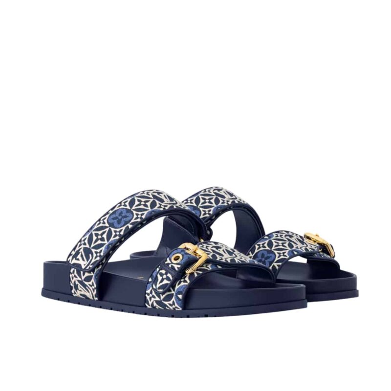 LOUIS VUITTON BOM DIA FLAT COMFORT MULE NAVY BLUE 1AHMC7