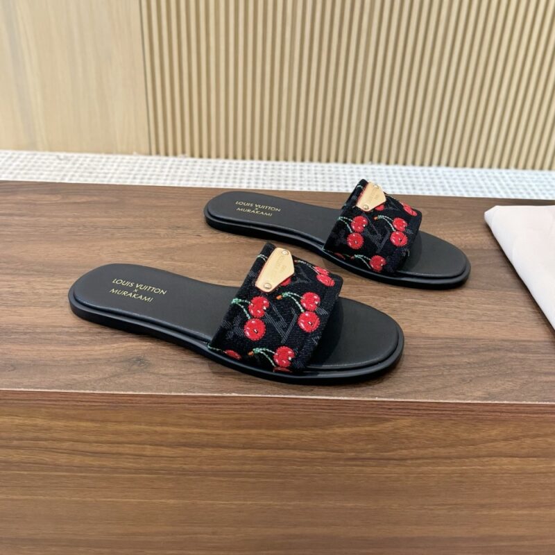 Alternative view of LOUIS VUITTON X TAKASHI MURAKAMI LILY FLAT MULE BLACK