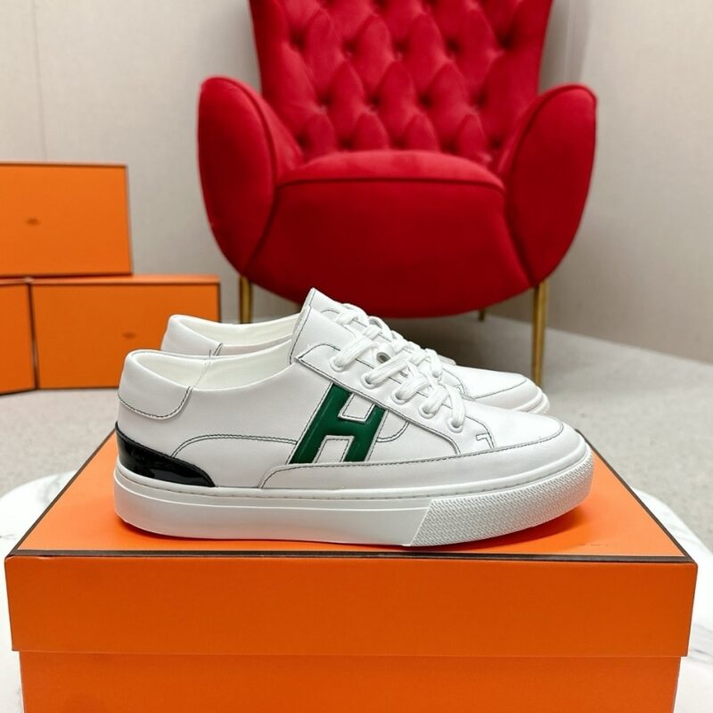 Alternative view of HERMES DEEP SNEAKER BLANC AND VERT BOUTEILLE H251837ZH14400
