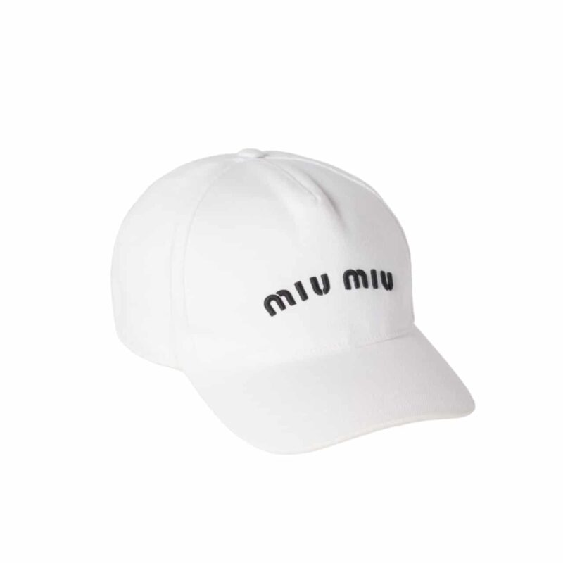 MIUMIU DRILL BASEBALL CAP WHITE 5HC179 2DXI F0964