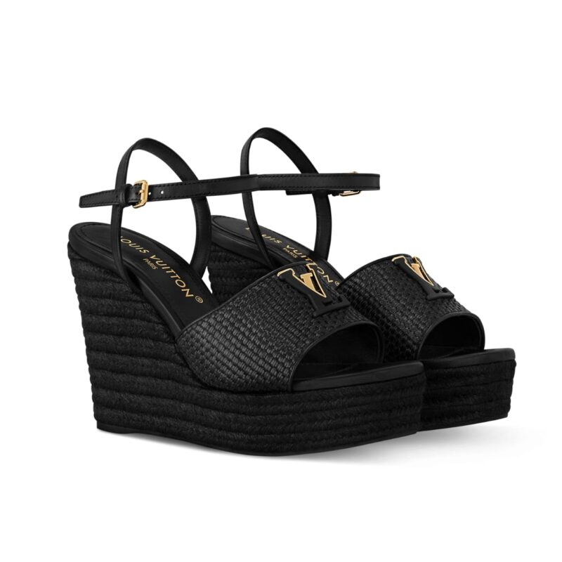 LOUIS VUITTON MARE WEDGE SANDALS BLACK 1AHLLK