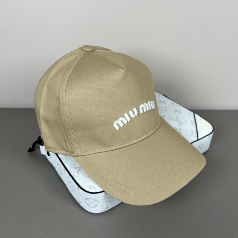Alternative view of MIUMIU DRILL BASEBALL CAP BEIGE 5HC179 ADXI F011P
