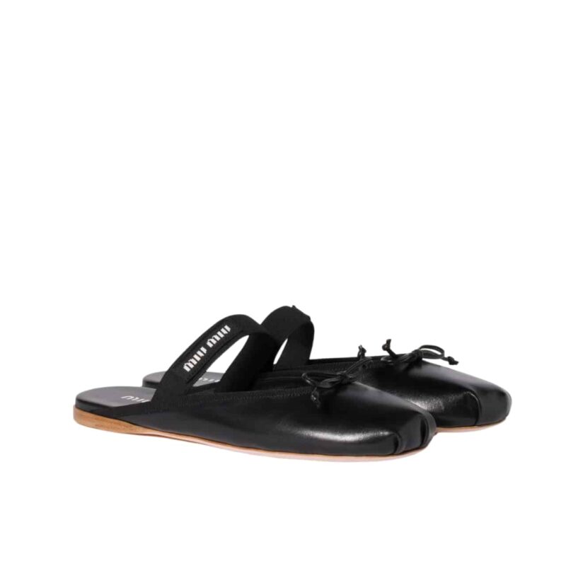 MIUMIU LEATHER BALLERINA MULES BLACK 5F451E XUU F0002 F 005