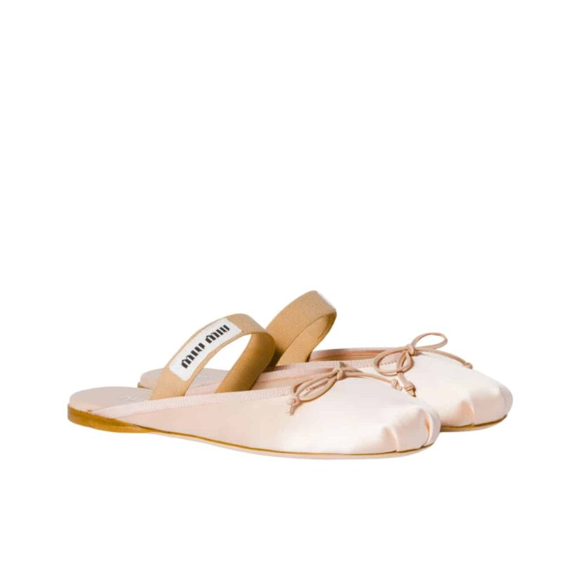 MIUMIU SATIN BALLERINA MULES ORCHID PINK 5F451E QU6 F0615 F 005