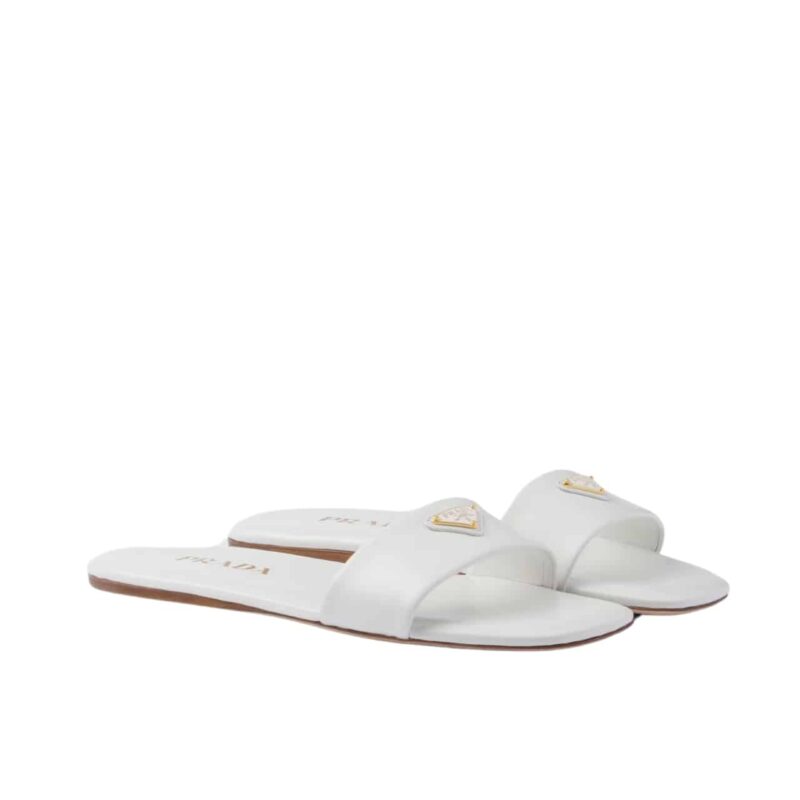 PRADA LEATHER SLIDES WHITE 1XX355 070 F0009 F D005