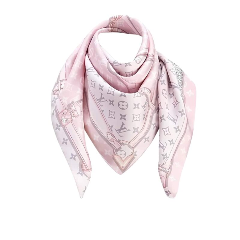 LOUIS VUITTON LV MONOGRAM CONFIDENTIAL SQUARE SCARF PINK 90CM