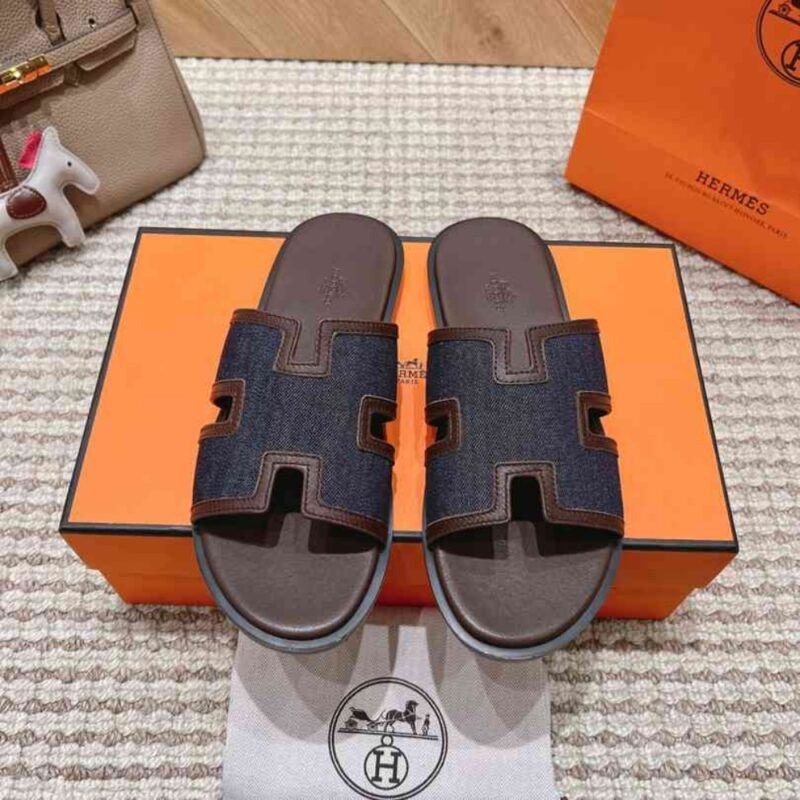 Alternative view of HERMES IZMIR SANDAL BLUE AND CHOCOLATE H232814ZH49400