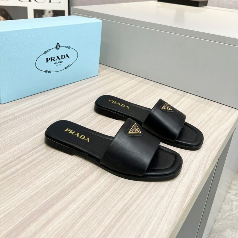 Alternative view of PRADA SAFFIANO PATENT LEATHER SLIDES BLACK 1XX730 3A9S F0002 F 010