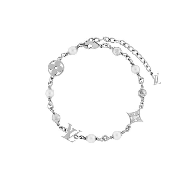 LOUIS VUITTON LV PEARLS BRACELET SILVER M1384A
