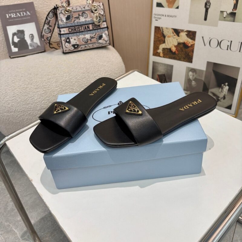 Alternative view of PRADA LEATHER SLIDES BLACK 1XX355 070 F0002 F D005