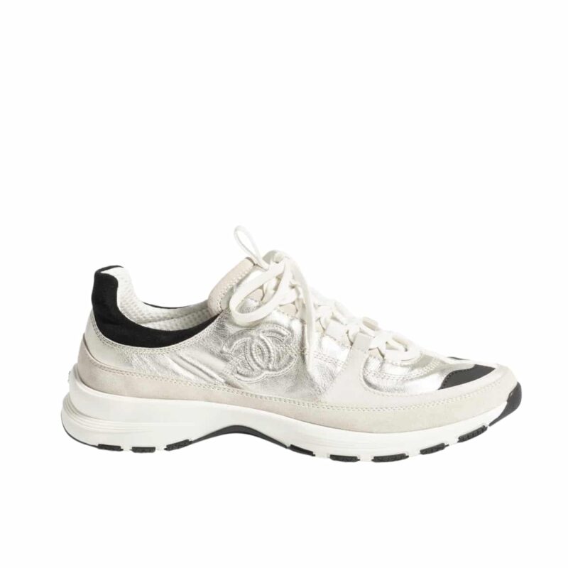 CHANEL SNEAKERS LIGHT GOLD LIGHT GRAY AND BLACK G46609 B21320 U2404