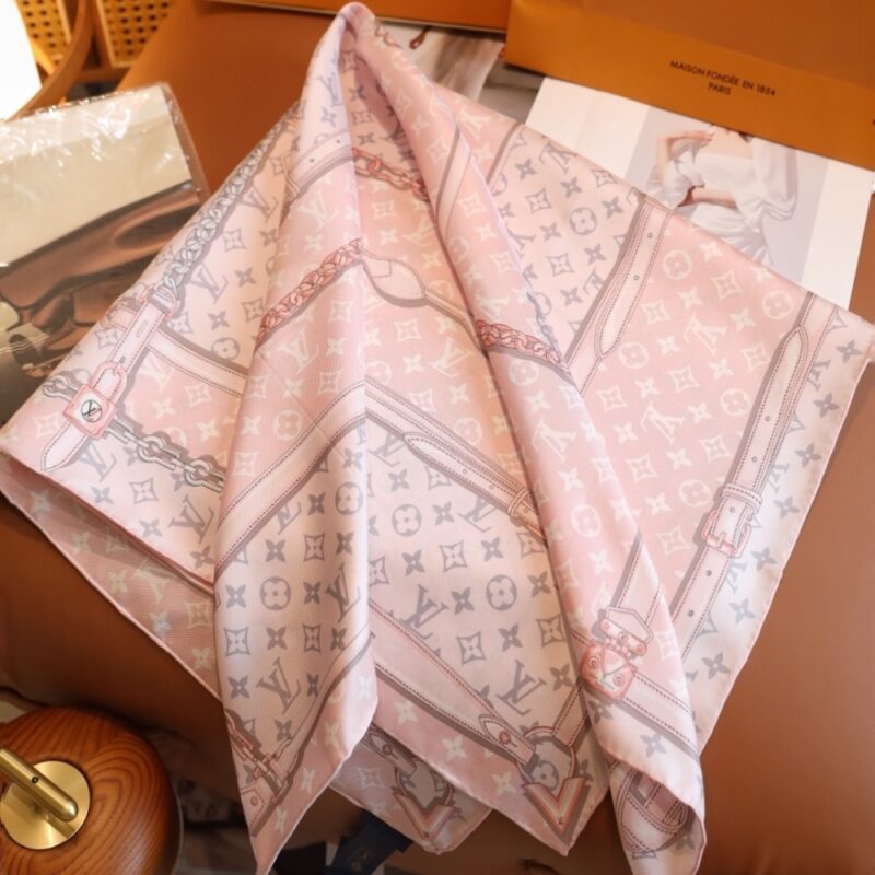 Alternative view of LOUIS VUITTON LV MONOGRAM CONFIDENTIAL SQUARE SCARF PINK 90CM