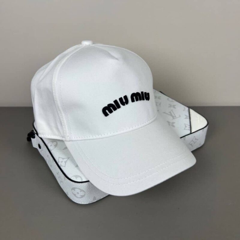 Alternative view of MIUMIU DRILL BASEBALL CAP WHITE 5HC179 2DXI F0964
