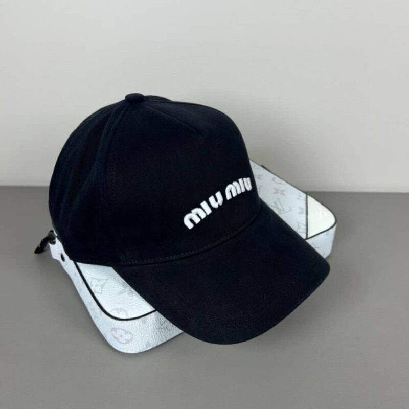 Alternative view of MIUMIU DRILL BASEBALL CAP BLACK 5HC179 ADXI F0967