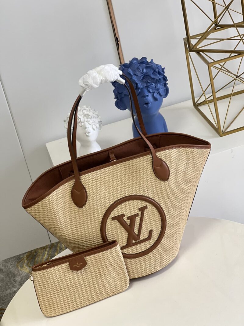 Alternative view of SUMMER SET: LOUIS VUITTON SAINT JACQUES BROWN 45CM & LOCK IT FLAT RAFFIA MULES BROWN