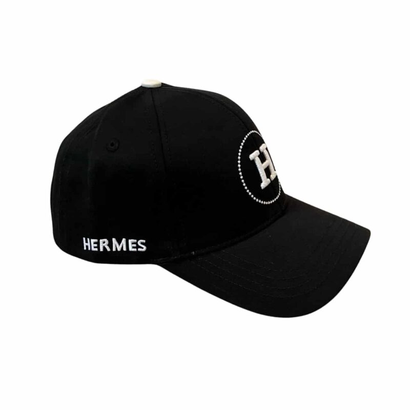 HERMES BASEBALL CAP BLACK H LOGO