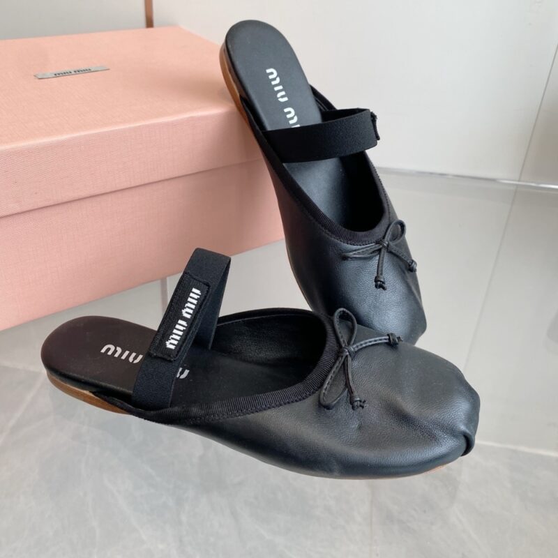 Alternative view of MIUMIU LEATHER BALLERINA MULES BLACK 5F451E XUU F0002 F 005