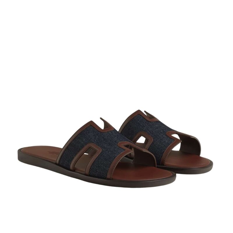 HERMES IZMIR SANDAL BLUE AND CHOCOLATE H232814ZH49400