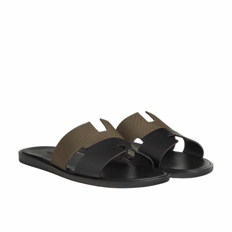 HERMES IZMIR SANDAL KAKI AND NOIR H231812ZHK3400