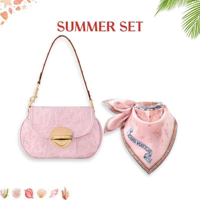 SUMMER SET: LOUIS VUITTON SUNSET WASHED PINK 27CM & MAP IN ROSE CLAIR 70CM