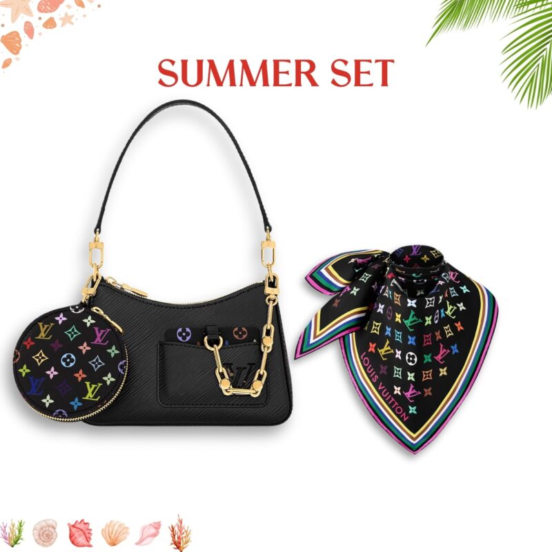 SUMMER SET: LOUIS VUITTON X MURAKAMI MARELLINI BAG BLACK & MONOGRAM MULTICOLOR BLACK