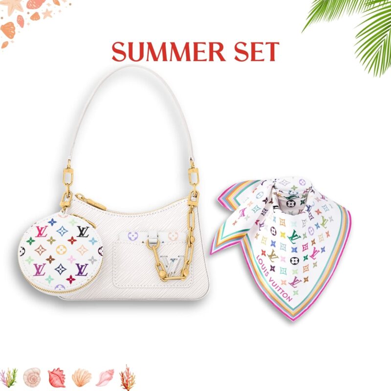 SUMMER SET: LOUIS VUITTON X MURAKAMI MARELLINI BAG WHITE & MONOGRAM MULTICOLOR WHITE