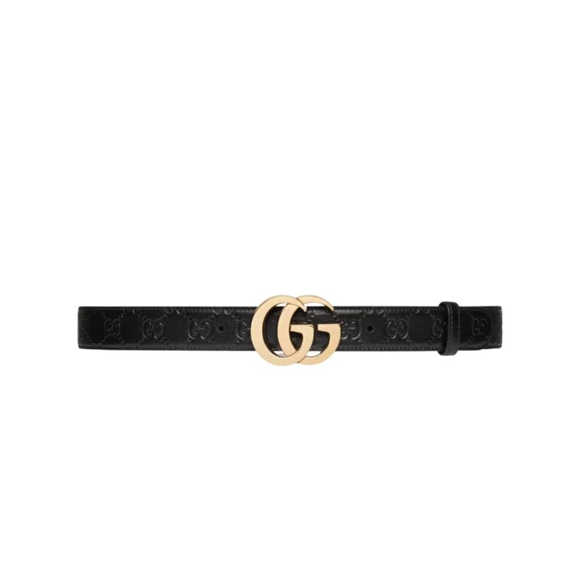 GUCCI MILANO BELT BLACK GG LEATHER 802949 AAD5L 1000