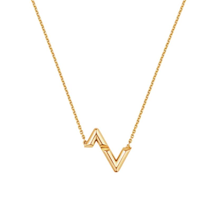 LOUIS VUITTON VOLT UPSIDE DOWN PENDANT YELLOW GOLD NECKLACE Q93868