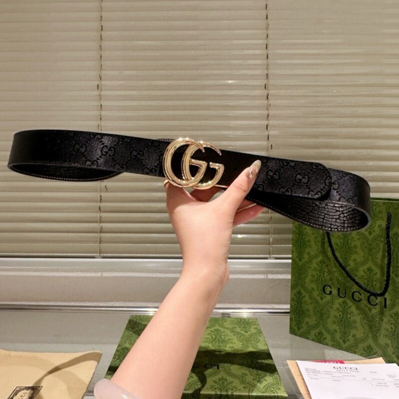 Alternative view of GUCCI MILANO BELT BLACK GG LEATHER 802949 AAD5L 1000