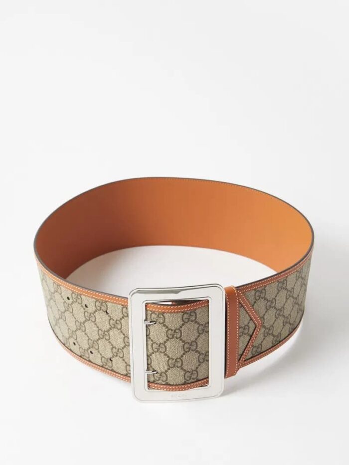 Alternative view of GUCCI LUNAR NEW YEAR GG WIDE BELT BEIGE AND EBONY ‎718505 FABFB 9871