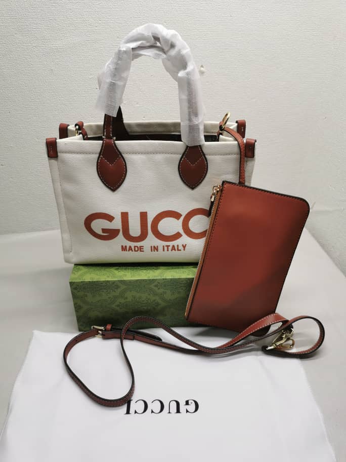 Alternative view of GUCCI MEDIUM TOTE BAG WITH GUCCI PRINT BEIGE 28CM 772144 FACUL 8451