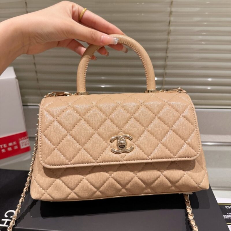 Alternative view of CHANEL SMALL COCO HANDLE BAG DARK BEIGE 23CM A92990