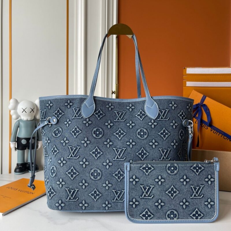 Alternative view of LOUIS VUITTON NEVERFULL MM BAG MONOGRAM DENIM BLUE 32CM