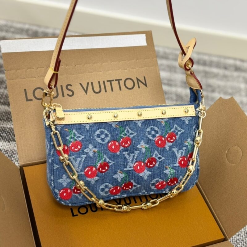Alternative view of LOUIS VUITTON X TAKASHI MURAKAMI POCHETTE ACCESSOIRES MONOGRAM DENIM BLUE 21CM M13994