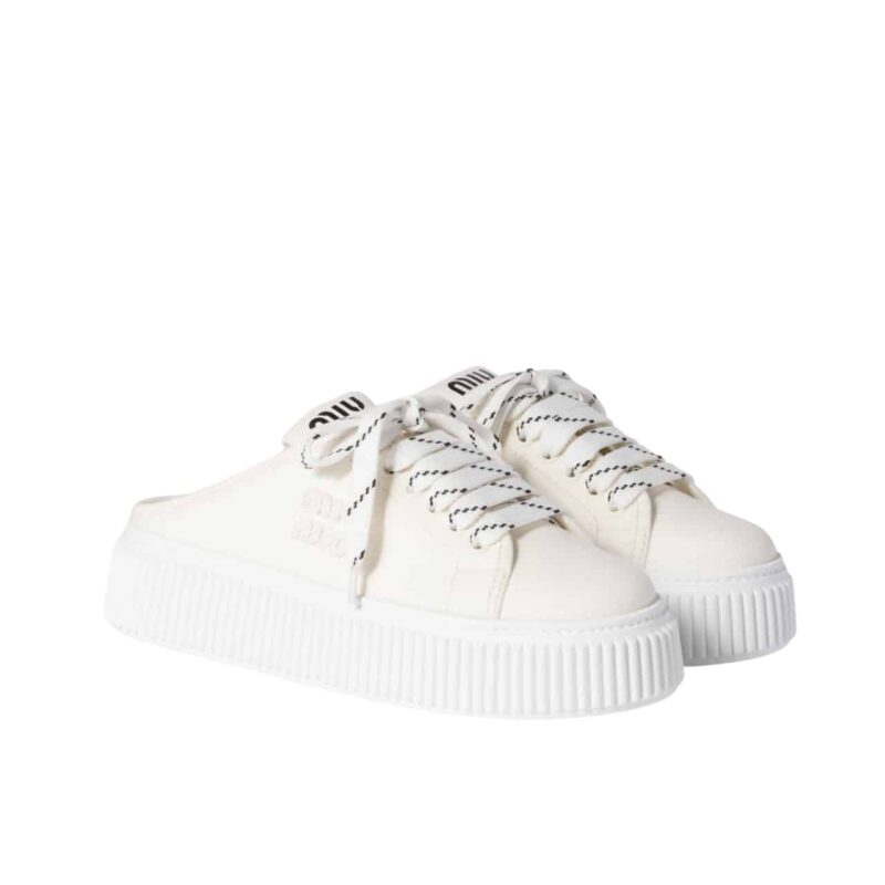 MIUMIU DENIM SNEAKER MULES IVORY 5E390E 3ARS F0304 F 005