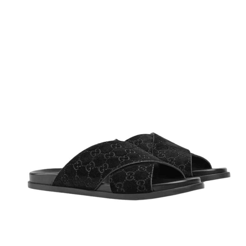 GUCCI MEN SLIDE SANDAL BLACK 834940 AADUO 1000